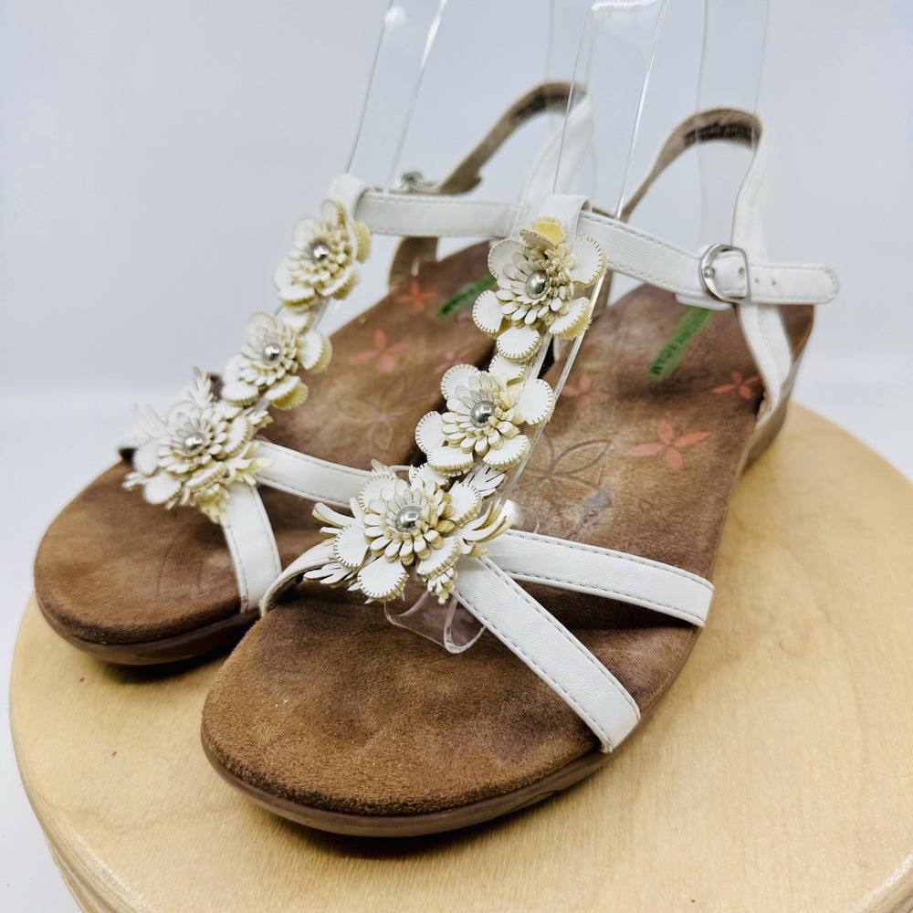 Baretraps Hammond Sandals Womens 6 White Floral Wedge Comfort Shoes Wedding